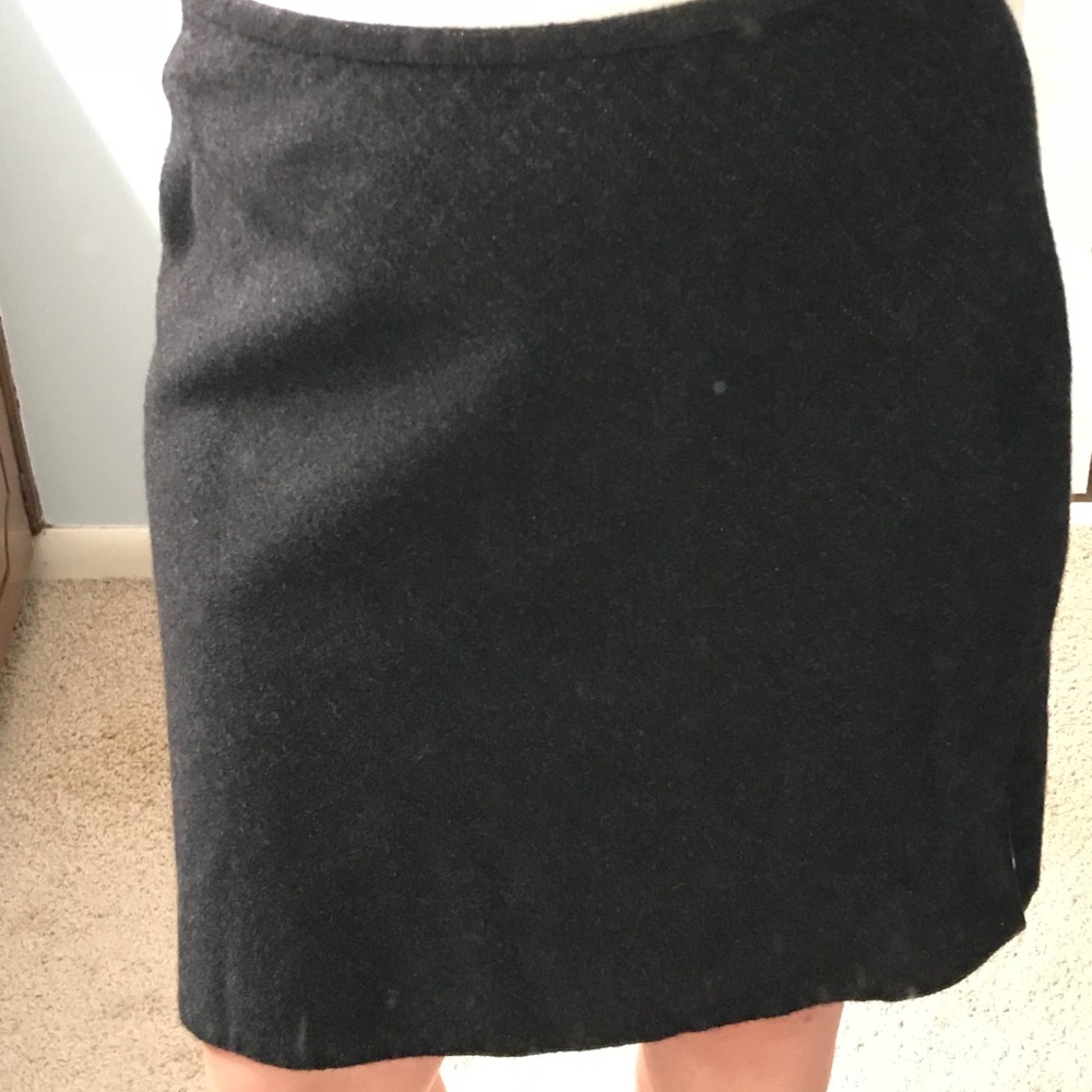 Limited dark gray wool skirt with silver stripes
